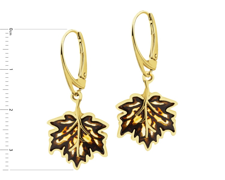 Gold-Plated Silver Earrings with Amber
