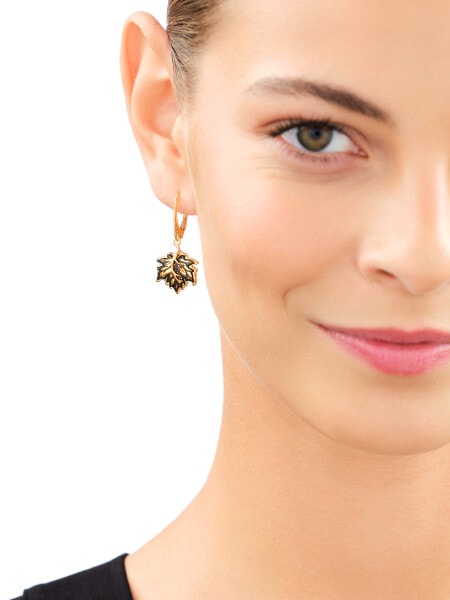 Gold-Plated Silver Earrings with Amber