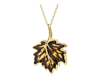 Gold-Plated Silver Pendant with Amber