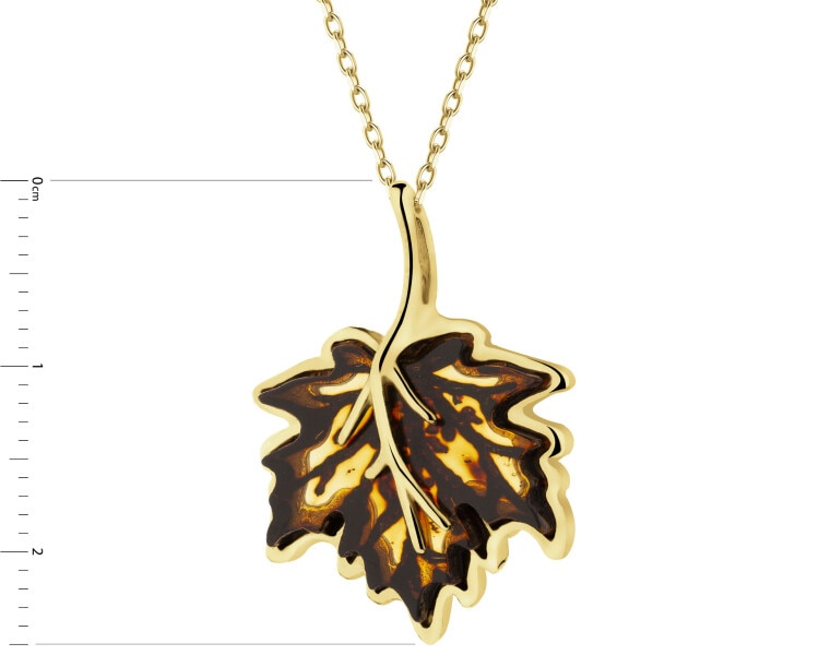Gold-Plated Silver Pendant with Amber