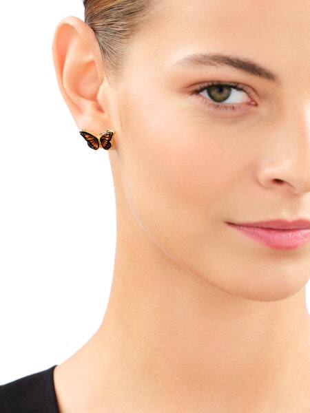 Gold-Plated Silver Earrings with Amber