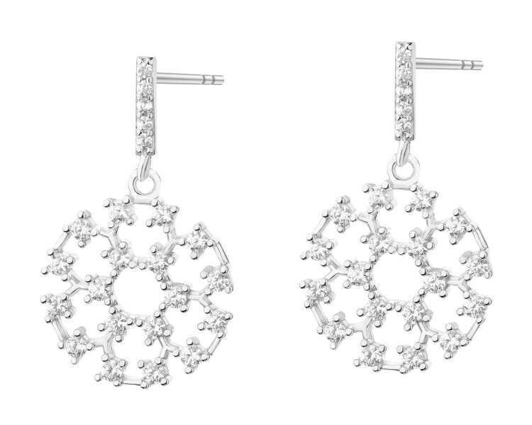 Rhodium Plated Silver Dangling Earring with Cubic Zirconia