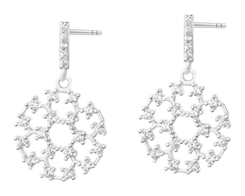 Rhodium Plated Silver Dangling Earring with Cubic Zirconia