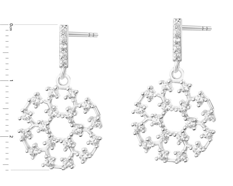 Rhodium Plated Silver Dangling Earring with Cubic Zirconia