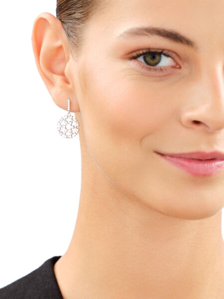 Rhodium Plated Silver Dangling Earring with Cubic Zirconia