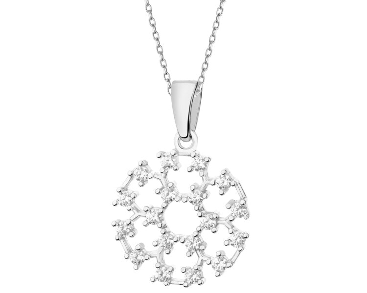 Rhodium Plated Silver Pendant with Cubic Zirconia