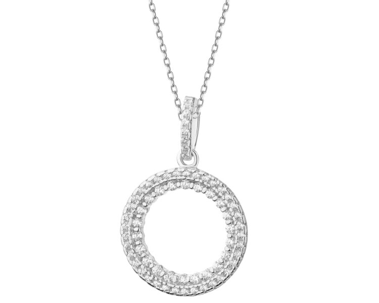 Rhodium Plated Silver Pendant with Cubic Zirconia