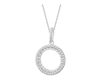 Rhodium Plated Silver Pendant with Cubic Zirconia