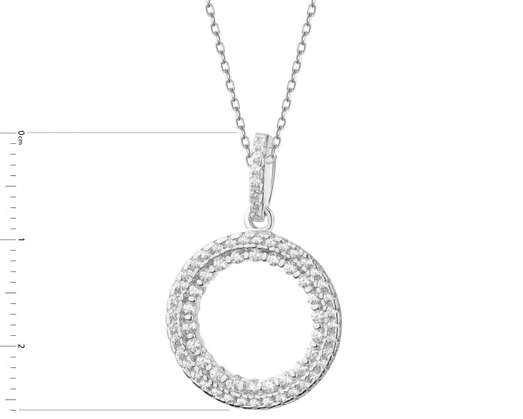 Rhodium Plated Silver Pendant with Cubic Zirconia