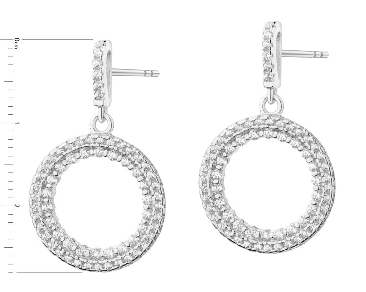 Rhodium Plated Silver Dangling Earring with Cubic Zirconia