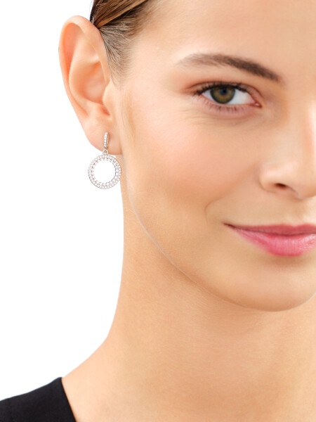 Rhodium Plated Silver Dangling Earring with Cubic Zirconia