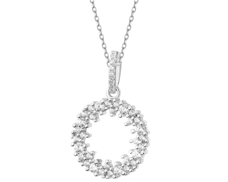 Rhodium Plated Silver Pendant with Cubic Zirconia