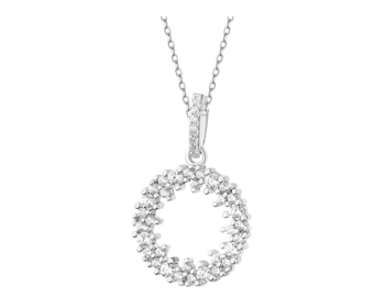 Rhodium Plated Silver Pendant with Cubic Zirconia