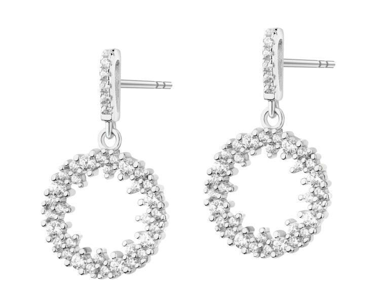 Rhodium Plated Silver Dangling Earring with Cubic Zirconia