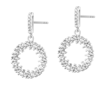 Rhodium Plated Silver Dangling Earring with Cubic Zirconia