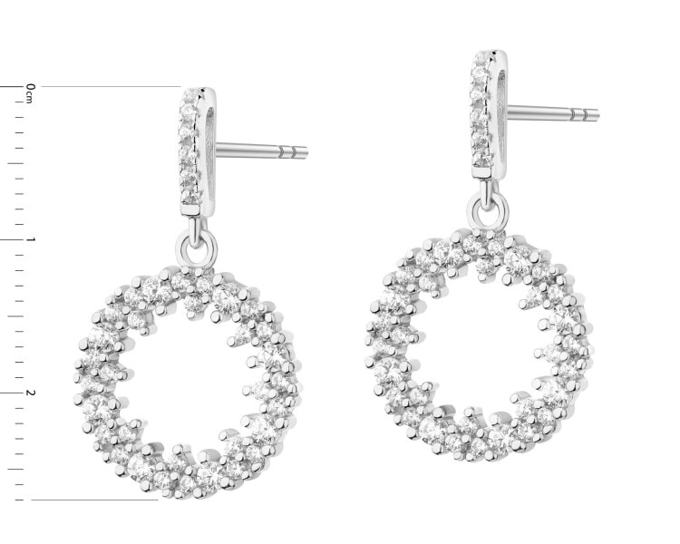 Rhodium Plated Silver Dangling Earring with Cubic Zirconia