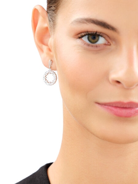 Rhodium Plated Silver Dangling Earring with Cubic Zirconia