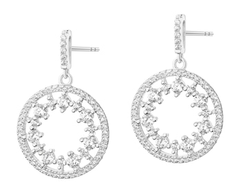 Rhodium Plated Silver Dangling Earring with Cubic Zirconia