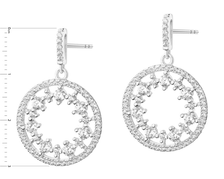 Rhodium Plated Silver Dangling Earring with Cubic Zirconia