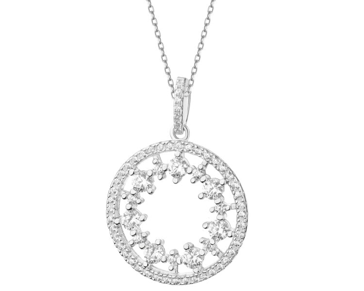 Rhodium Plated Silver Pendant with Cubic Zirconia