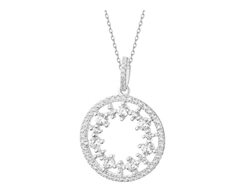 Rhodium Plated Silver Pendant with Cubic Zirconia