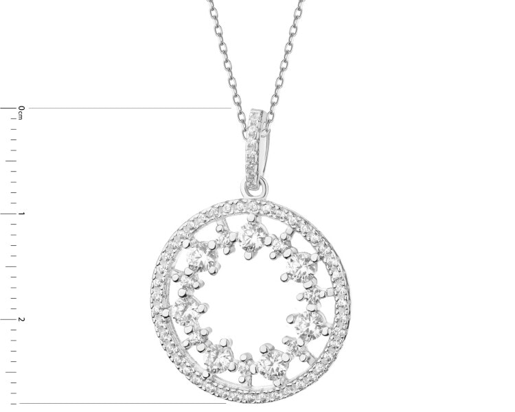 Rhodium Plated Silver Pendant with Cubic Zirconia