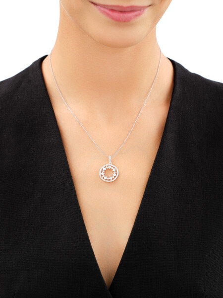 Rhodium Plated Silver Pendant with Cubic Zirconia