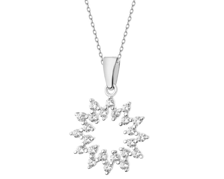 Rhodium Plated Silver Pendant with Cubic Zirconia