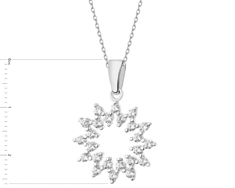 Rhodium Plated Silver Pendant with Cubic Zirconia