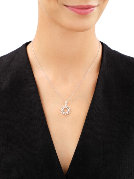 Rhodium Plated Silver Pendant with Cubic Zirconia