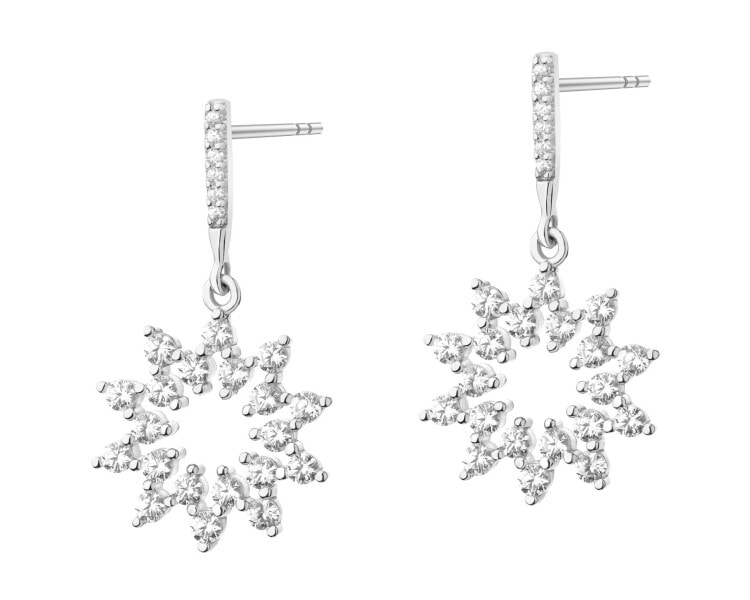 Rhodium Plated Silver Dangling Earring with Cubic Zirconia