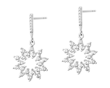 Rhodium Plated Silver Dangling Earring with Cubic Zirconia