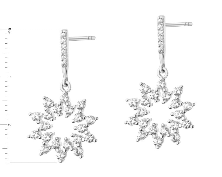 Rhodium Plated Silver Dangling Earring with Cubic Zirconia