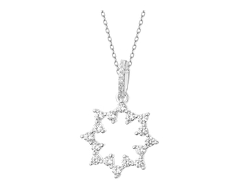 Rhodium Plated Silver Pendant with Cubic Zirconia