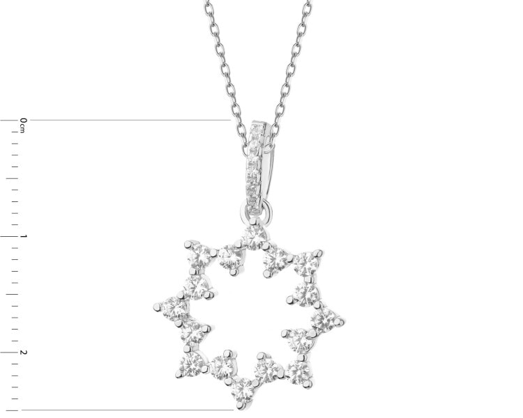 Rhodium Plated Silver Pendant with Cubic Zirconia