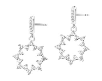 Rhodium Plated Silver Dangling Earring with Cubic Zirconia