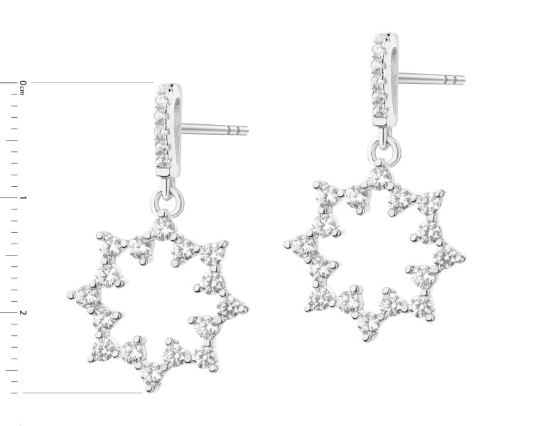 Rhodium Plated Silver Dangling Earring with Cubic Zirconia