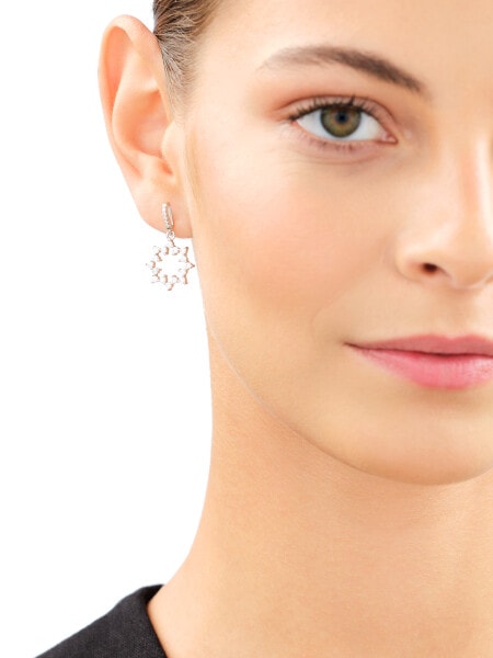 Rhodium Plated Silver Dangling Earring with Cubic Zirconia