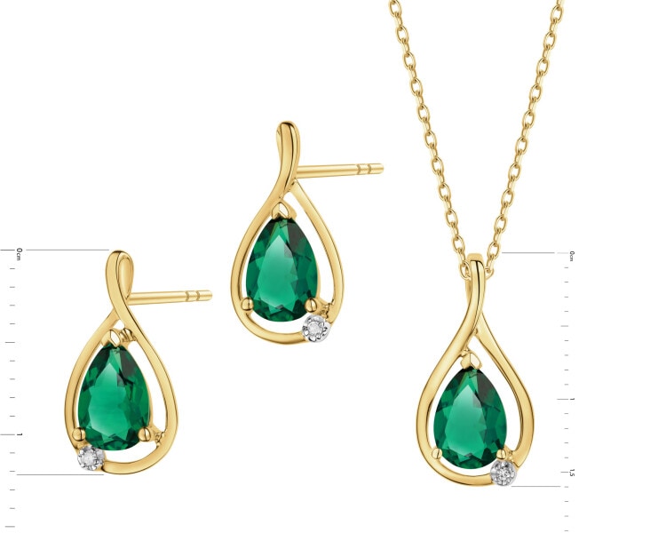 9 K Rhodium-Plated Yellow Gold Set  - fineness 9 K