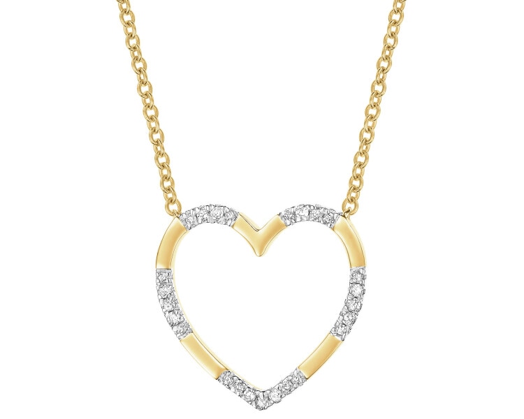 14 K Rhodium-Plated Yellow Gold Necklace with Diamonds - 0,04 ct - fineness 14 K