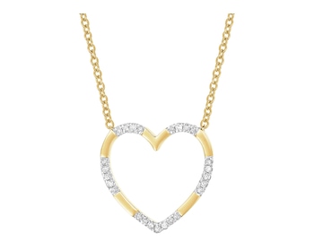 14 K Rhodium-Plated Yellow Gold Necklace with Diamonds - 0,04 ct - fineness 14 K