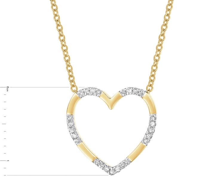 14 K Rhodium-Plated Yellow Gold Necklace with Diamonds - 0,04 ct - fineness 14 K