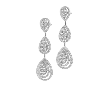 18 K Rhodium-Plated White Gold Dangling Earring with Diamonds - 4,34 ct - fineness 18 K