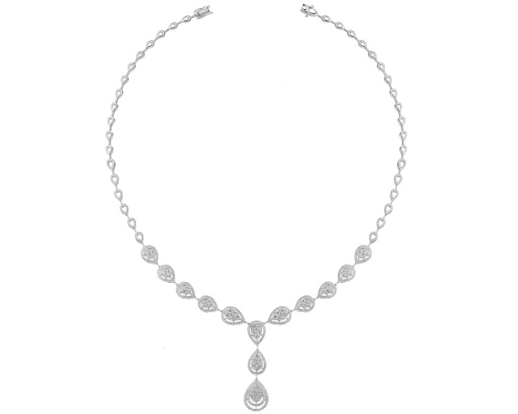 18 K Rhodium-Plated White Gold Necklace with Diamonds - 5,10 ct - fineness 18 K