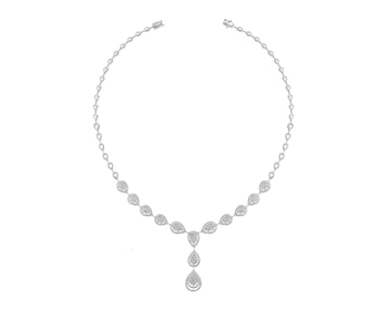 18 K Rhodium-Plated White Gold Necklace with Diamonds - 5,10 ct - fineness 18 K