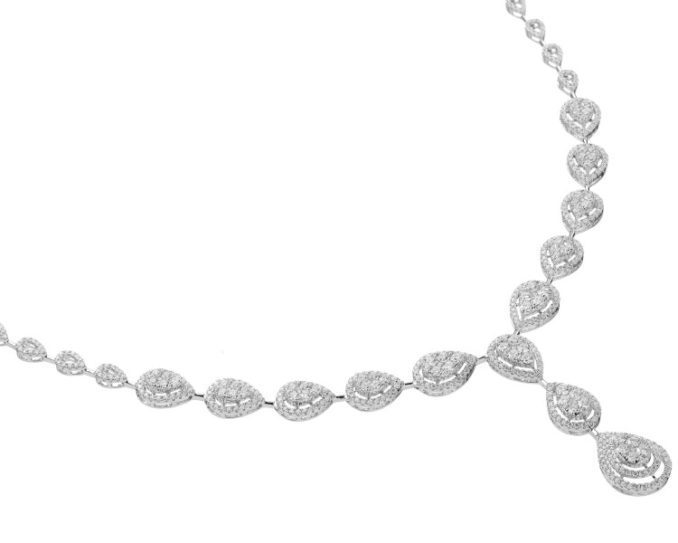 18 K Rhodium-Plated White Gold Necklace with Diamonds - 5,10 ct - fineness 18 K