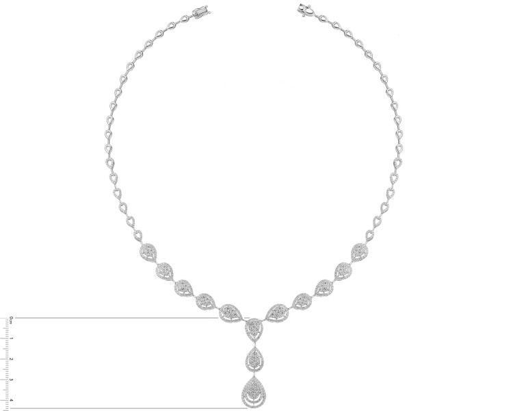 18 K Rhodium-Plated White Gold Necklace with Diamonds - 5,10 ct - fineness 18 K