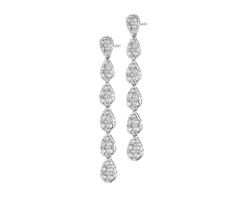 18 K Rhodium-Plated White Gold Dangling Earring with Diamonds - 2,79 ct - fineness 18 K