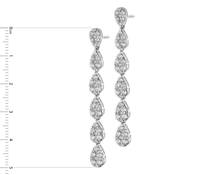 18 K Rhodium-Plated White Gold Dangling Earring with Diamonds - 2,79 ct - fineness 18 K