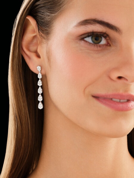 18 K Rhodium-Plated White Gold Dangling Earring with Diamonds - 2,79 ct - fineness 18 K